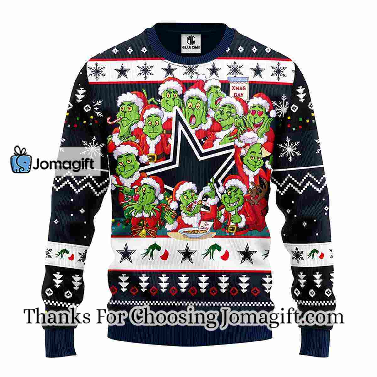 Dallas Cowboys 12 Grinch Xmas Day Christmas Ugly Sweater 2 1