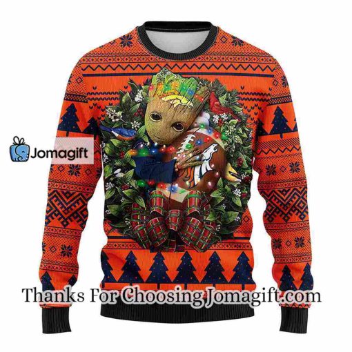 Denver Broncos Groot Hug Christmas Ugly Sweater