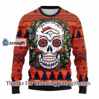 Denver Broncos Skull Flower Ugly Christmas Ugly Sweater