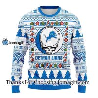 Detroit Lions Grateful Dead Ugly Christmas Fleece Sweater 3