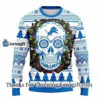Detroit Lions Skull Flower Ugly Christmas Ugly Sweater 3
