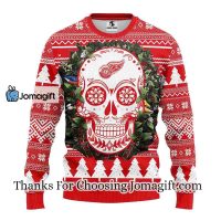 Detroit Red Wings Skull Flower Ugly Christmas Ugly Sweater