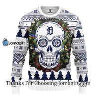 Detroit Tigers Skull Flower Ugly Christmas Ugly Sweater 3