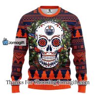 Edmonton Oilers Skull Flower Ugly Christmas Ugly Sweater