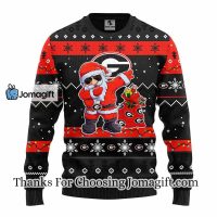 Georgia Bulldogs Dabbing Santa Claus Christmas Ugly Sweater 3