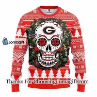 Georgia Bulldogs Skull Flower Ugly Christmas Ugly Sweater