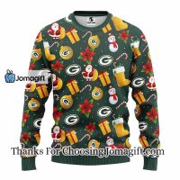 Green Bay Packers Santa Claus Snowman Christmas Ugly Sweater