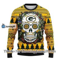 Green Bay Packers Skull Flower Ugly Christmas Ugly Sweater