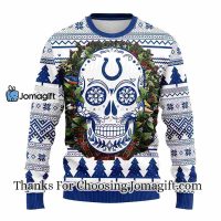 Indianapolis Colts Skull Flower Ugly Christmas Ugly Sweater 3