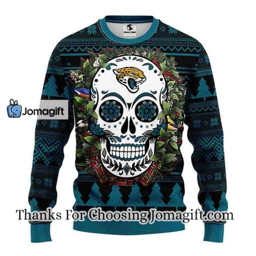 Jacksonville Jaguars Skull Flower Ugly Christmas Ugly Sweater