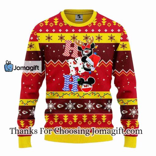 Kansas City Chiefs HoHoHo Mickey Christmas Ugly Sweater
