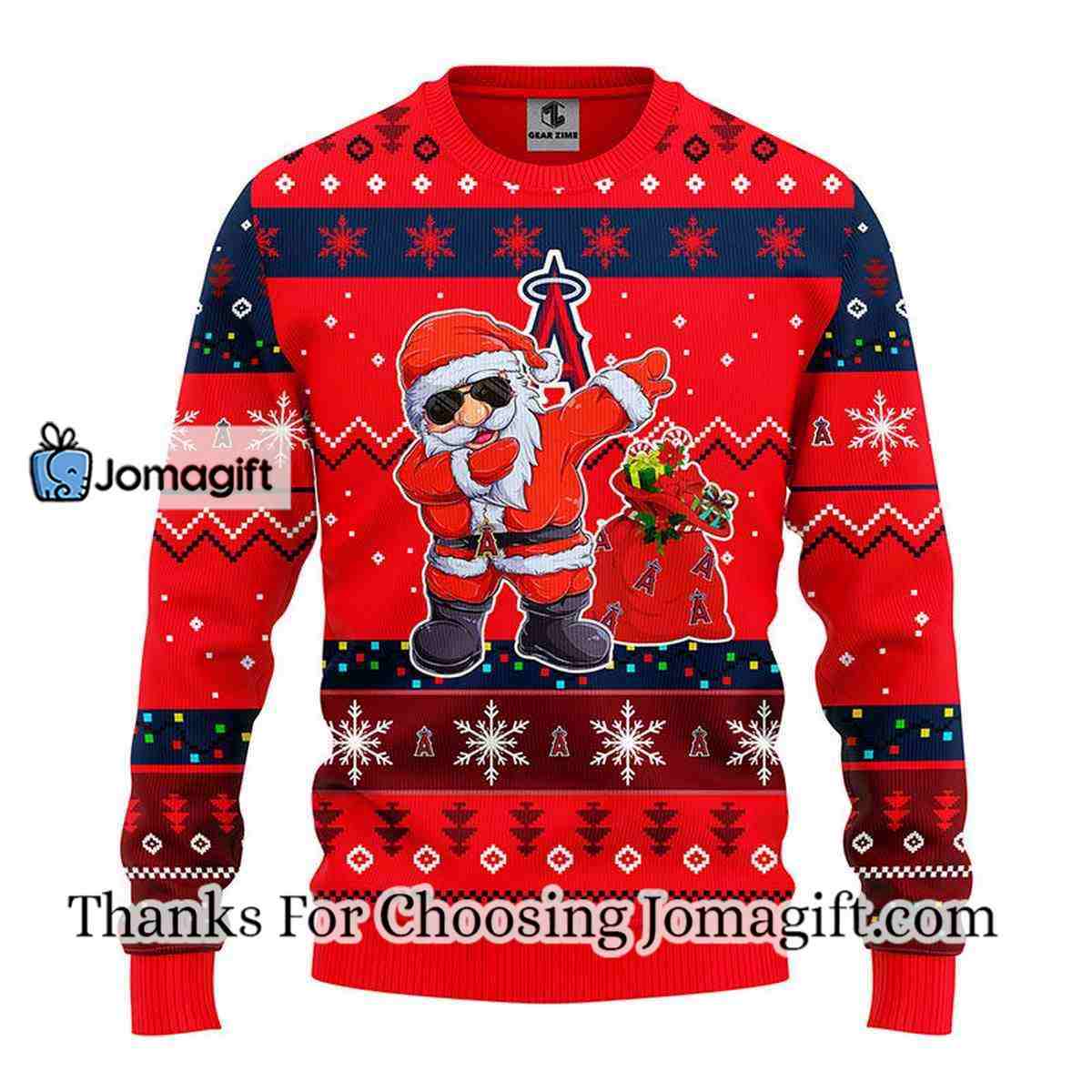 Los Angeles Angels Dabbing Santa Claus Christmas Ugly Sweater 3