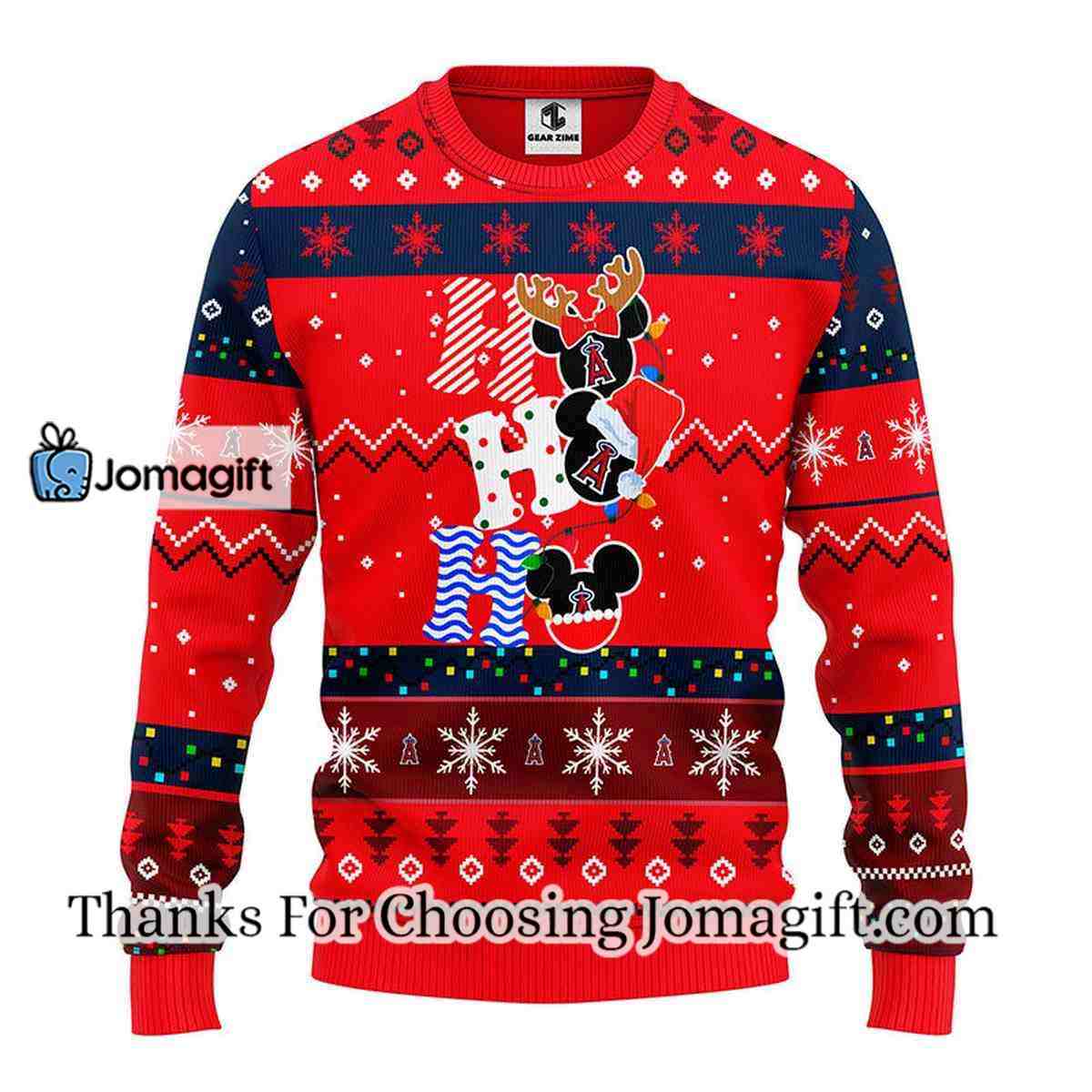 Los Angeles Angels Hohoho Mickey Christmas Ugly Sweater 3