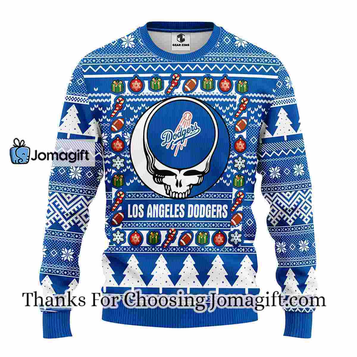 Los Angeles Dodgers Grateful Dead Ugly Christmas Fleece Sweater 3