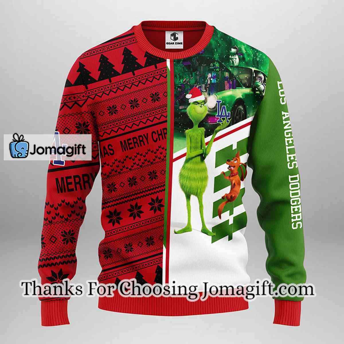 Los Angeles Dodgers Grinch & Scooby-doo Christmas Ugly Sweater - Jomagift