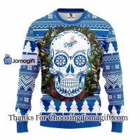 Los Angeles Dodgers Skull Flower Ugly Christmas Ugly Sweater 3