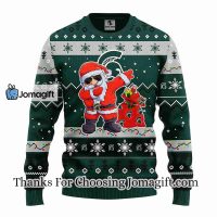 Michigan State Spartans Dabbing Santa Claus Christmas Ugly Sweater 3