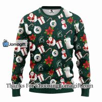 Michigan State Spartans Santa Claus Snowman Christmas Ugly Sweater 3