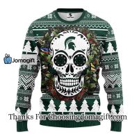 Michigan State Spartans Skull Flower Ugly Christmas Ugly Sweater 3