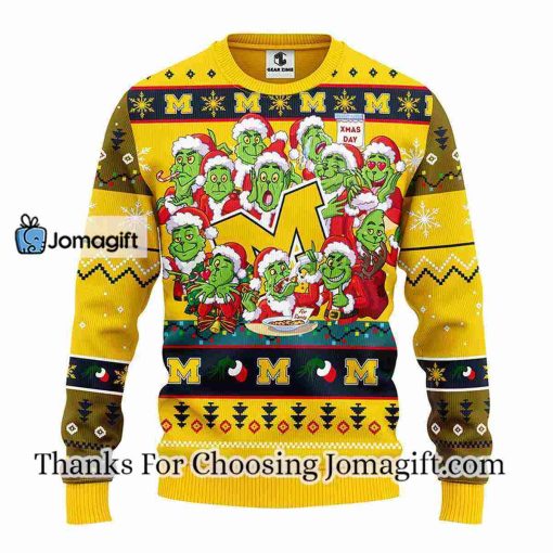 Michigan Wolverines 12 Grinch Xmas Day Christmas Ugly Sweater