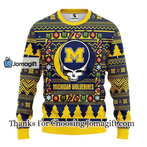 Michigan Wolverines Grateful Dead Ugly Christmas Fleece Sweater