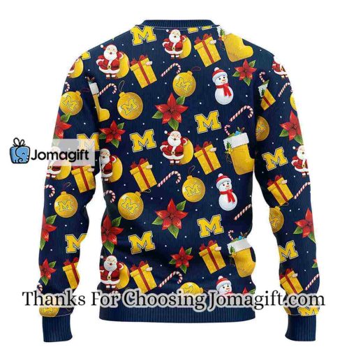 Michigan Wolverines Santa Claus Snowman Christmas Ugly Sweater
