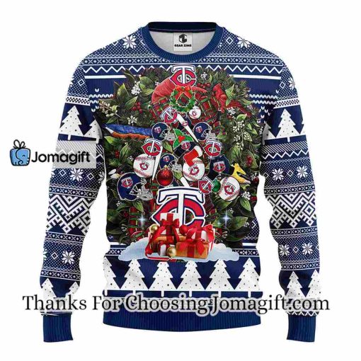 Minnesota Twins Tree Ugly Christmas Fleece Sweater