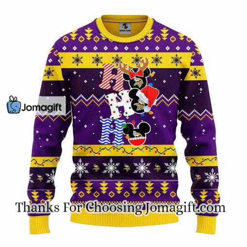 Minnesota Vikings HoHoHo Mickey Christmas Ugly Sweater