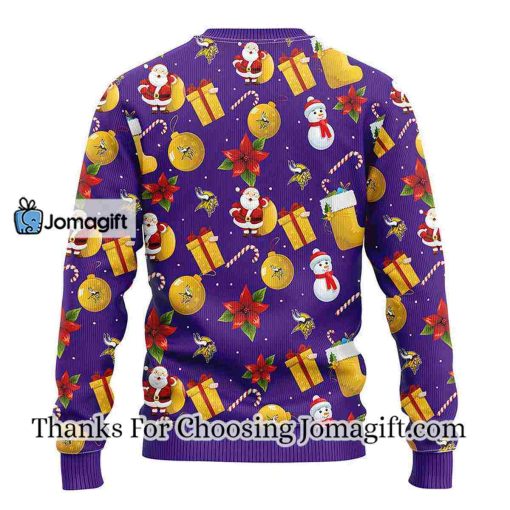 Minnesota Vikings Santa Claus Snowman Christmas Ugly Sweater