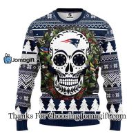 New England Patriots Skull Flower Ugly Christmas Ugly Sweater 3