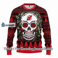 New Jersey Devils Skull Flower Ugly Christmas Ugly Sweater