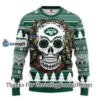 New York Jets Skull Flower Ugly Christmas Ugly Sweater 3