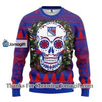 New York Rangers Skull Flower Ugly Christmas Ugly Sweater 3