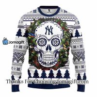 New York Yankees Skull Flower Ugly Christmas Ugly Sweater 3