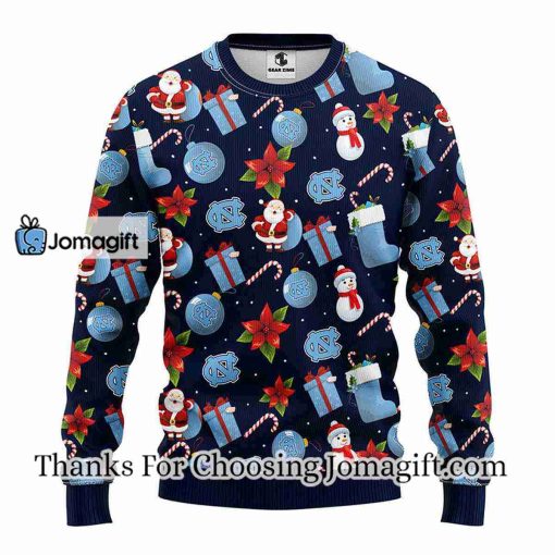 North Carolina Tar Heels Santa Claus Snowman Christmas Ugly Sweater