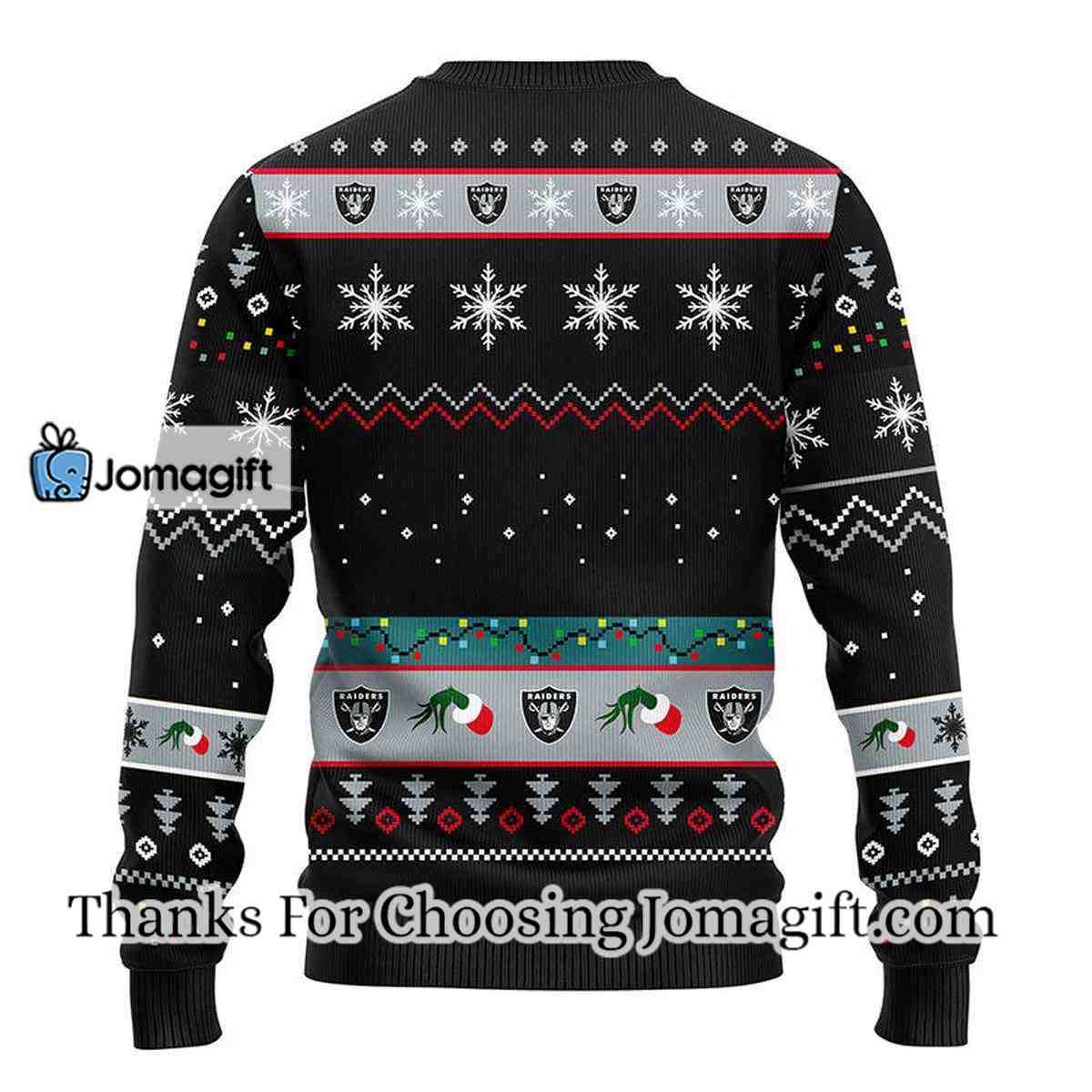 Oakland Raiders 12 Grinch Xmas Day Christmas Ugly Sweater 3