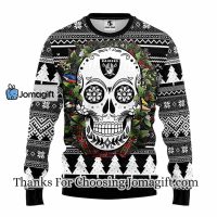 Oakland Raiders Skull Flower Ugly Christmas Ugly Sweater 3