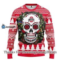 Ohio State Buckeyes Skull Flower Ugly Christmas Ugly Sweater 3