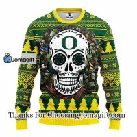 Oregon Ducks Skull Flower Ugly Christmas Ugly Sweater 3
