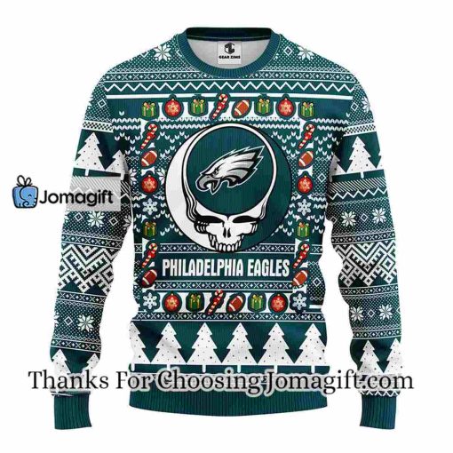 Philadelphia Eagles Grateful Dead Ugly Christmas Fleece Sweater