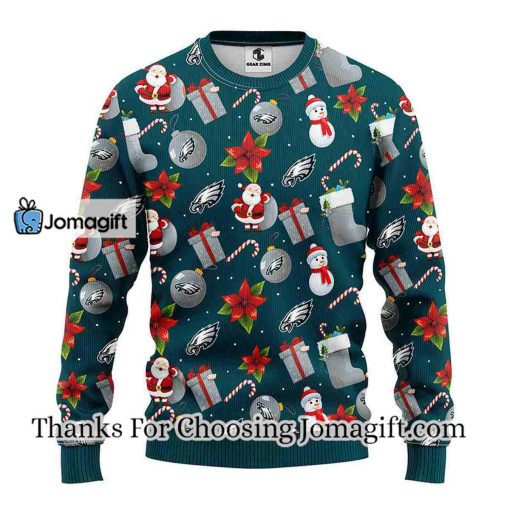 Philadelphia Eagles Santa Claus Snowman Christmas Ugly Sweater