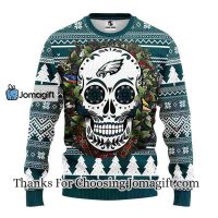 Philadelphia Eagles Skull Flower Ugly Christmas Ugly Sweater 3
