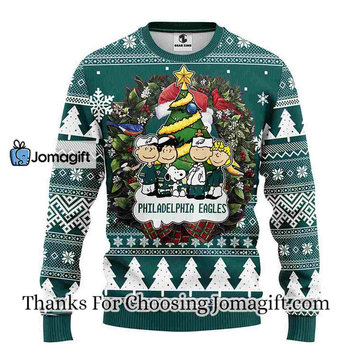 Philadelphia Eagles Snoopy Dog Christmas Ugly Sweater - Jomagift