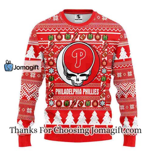 Philadelphia Phillies Grateful Dead Ugly Christmas Fleece Sweater