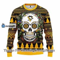Pittsburgh Penguins Skull Flower Ugly Christmas Ugly Sweater