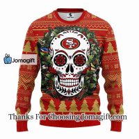 San Francisco 49ers Skull Flower Ugly Christmas Ugly Sweater 3