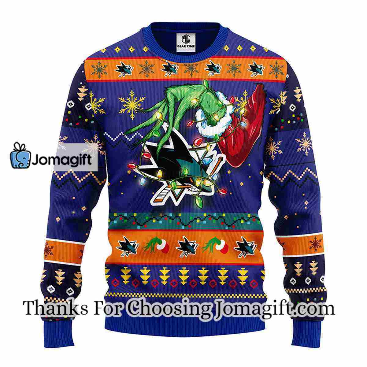 San Jose Sharks Grinch Christmas Ugly Sweater 3