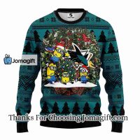 San Jose Sharks Minion Christmas Ugly Sweater 3