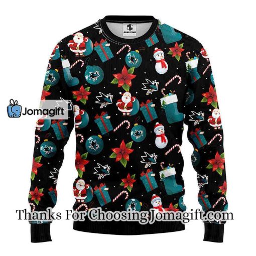San Jose Sharks Santa Claus Snowman Christmas Ugly Sweater