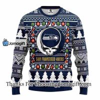 Seattle Seahawks Grateful Dead Ugly Christmas Fleece Sweater 3